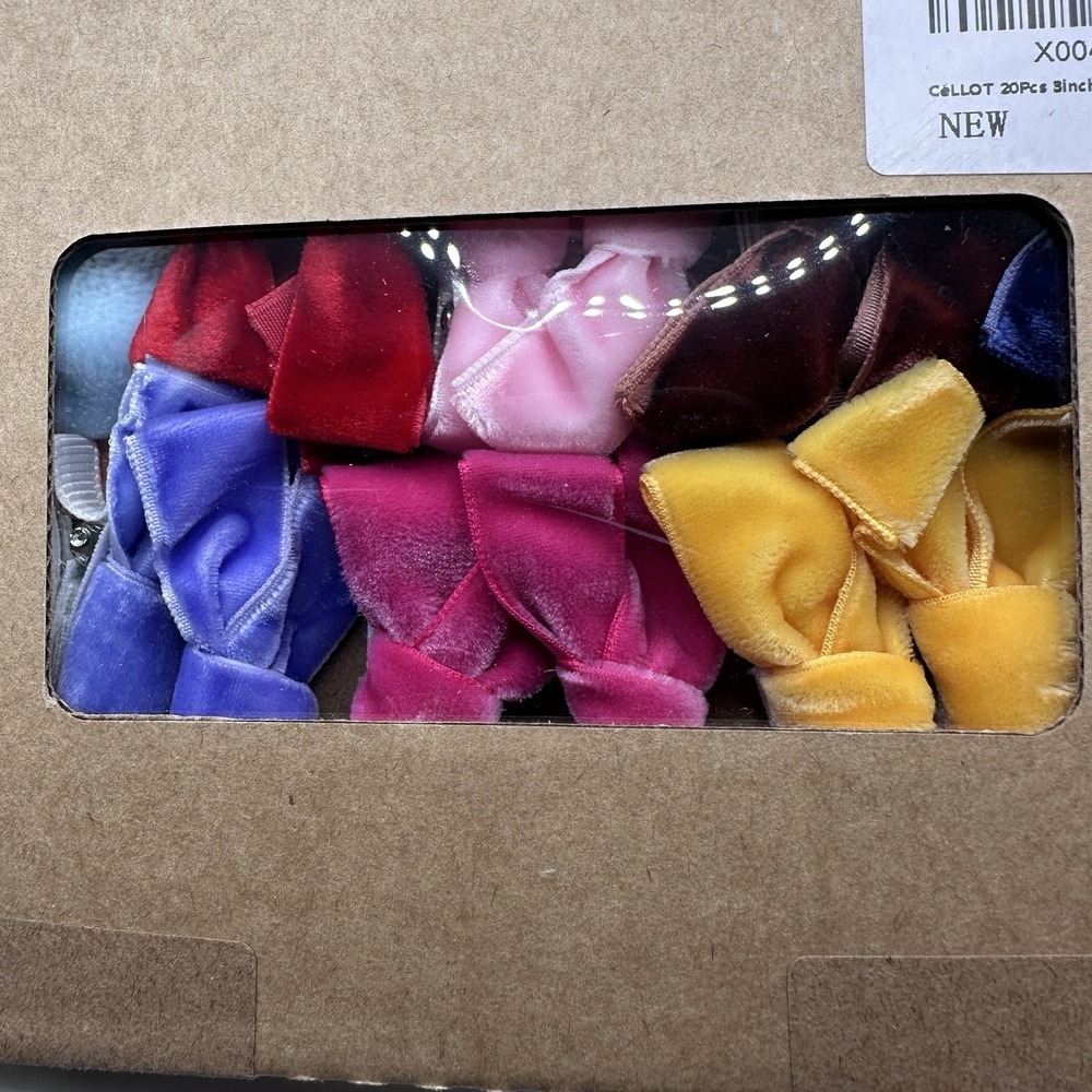 Velvet‎ Hair Bows Clips Lot 20 Girls 3 Inch Multicolor New